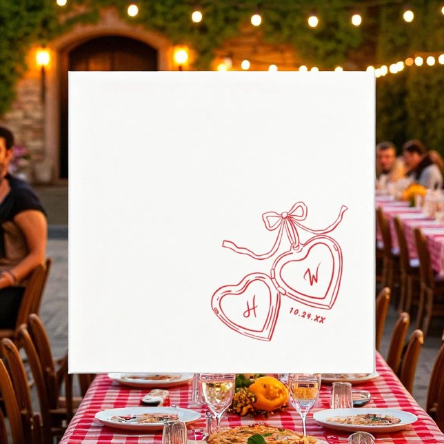Serviette En Papier Partie d'engagement du Mariage rouge Pendentif du  (Créateur téléchargé)