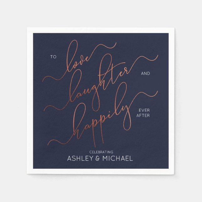 Serviette En Papier Partie d'engagement en cuivre bleu joyeusement apr (Devant)