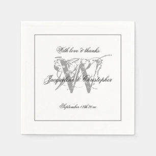 Serviette En Papier Partie Engagement Classique Monogramme Chic Livre
