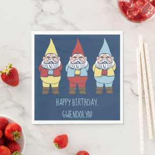 Serviette En Papier Partie Message Personnalisée Gnomes Jardin Cute