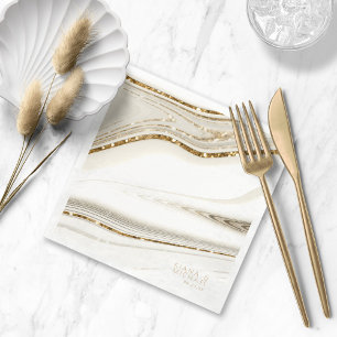 Serviette En Papier Parties scintillant Abstraite Strata Mariage Ivory