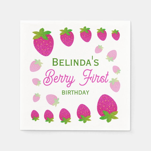 Serviette En Papier Parties scintillant Berry Y2K 1er anniversaire (Devant)