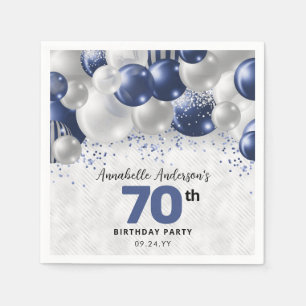Serviette En Papier Parties scintillant bleu bleu marine en argent 70e