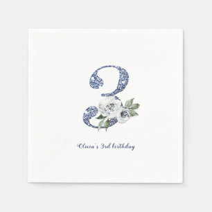 Serviette En Papier Parties scintillant bleue étincelante et 3e annive
