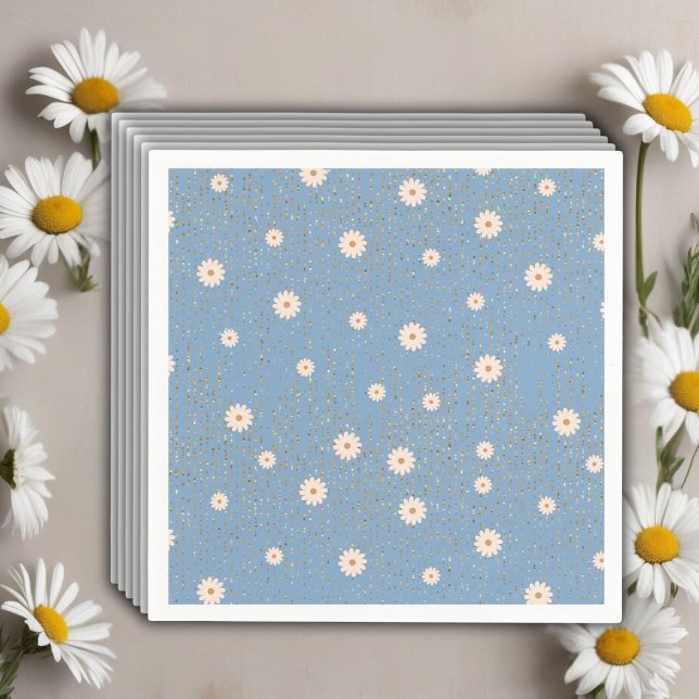 Serviette En Papier Parties scintillant bleue Golden Daisy Baby shower (Créateur téléchargé)