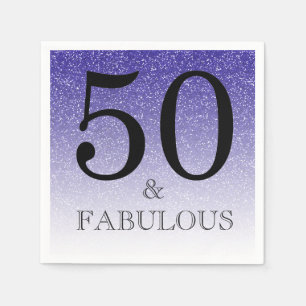 Serviette En Papier Parties scintillant bleue Ombre 50 et fabuleux 50e