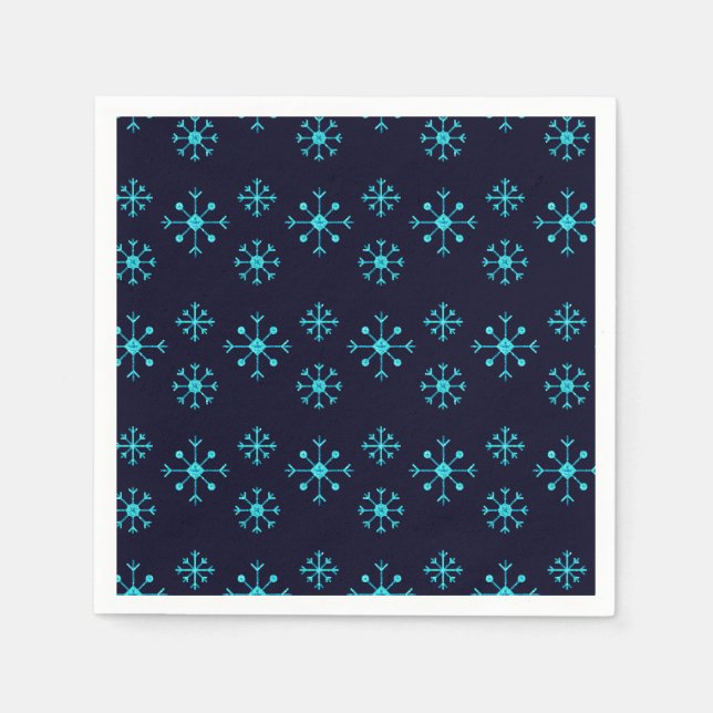 Serviette En Papier Parties scintillant bleue Snowflakes Naples (Devant)