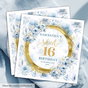 Serviette En Papier Parties scintillant classique Sweet sixteen bleu c
