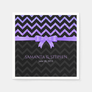 Serviette En Papier Parties scintillant colorée Black Zigzag Chevron M