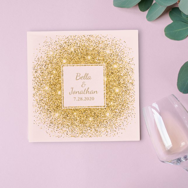 Serviette En Papier Parties scintillant Confetti Rose, Or Mariage élég (Créateur téléchargé)
