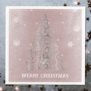 Serviette En Papier Parties scintillant d'arbre de Noël et flocons de 