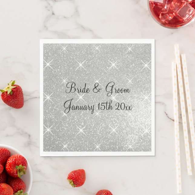 Serviette En Papier Parties scintillant d'argent étincelante gala thèm (En situation)