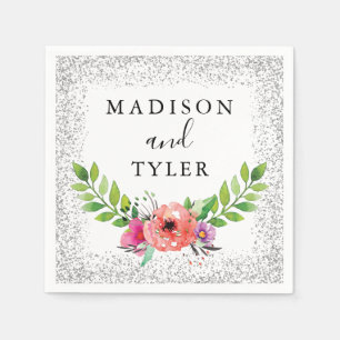 Serviette En Papier Parties scintillant d'argent étincelles Aquarelle