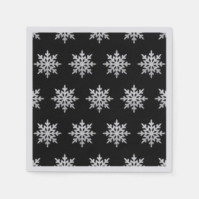Serviette En Papier Parties scintillant d'argent Motif de flocons de n (Devant)