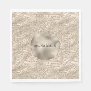 Serviette En Papier Parties scintillant de Champagne d'or Zebra Imprim