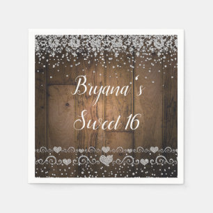 Serviette En Papier Parties scintillant de diamants de verre de bois r