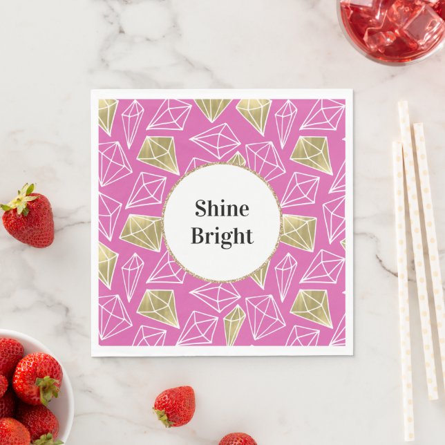 Serviette En Papier Parties scintillant de diamants d'or rose Chic Ann (En situation)