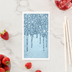 Serviette En Papier Parties scintillant de glace à goutte   Blue Faux 