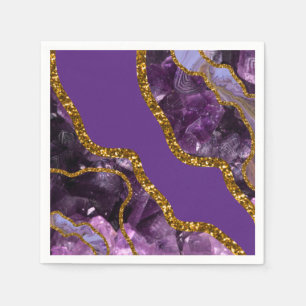 Serviette En Papier Parties scintillant de la géode d'âge violet et 