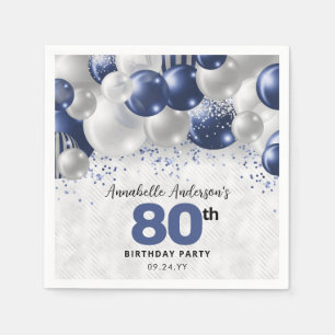 Serviette En Papier Parties scintillant de la Marine Blue Silver Ballo