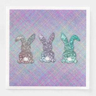 Serviette En Papier Parties scintillant De Pâques Pastel Glam Bunnies
