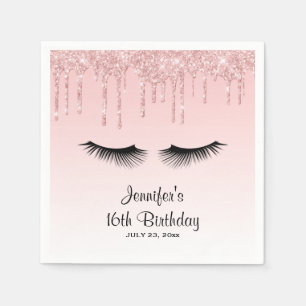 Serviette En Papier Parties scintillant de séchage rose moderne et cil