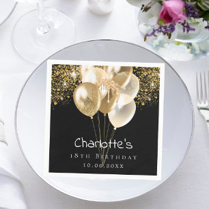 Serviette En Papier Parties scintillant des ballons d'or noir