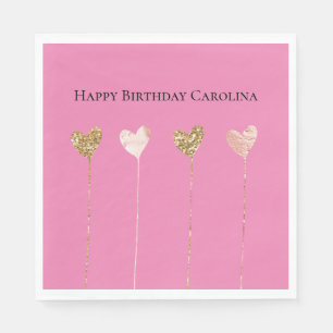 Serviette En Papier Parties scintillant d'or Chaînes de coeur en verre