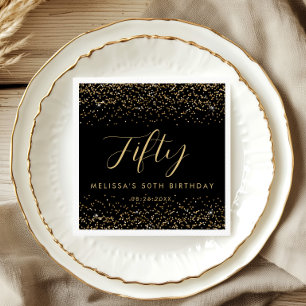 Serviette En Papier Parties scintillant d'or Cinquante Anniversaire Fê