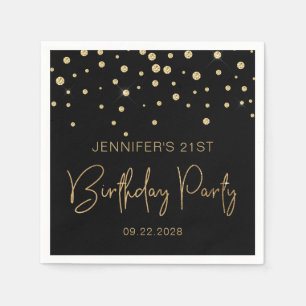 Serviette En Papier Parties scintillant d'or Confetti 21e fête d'anniv