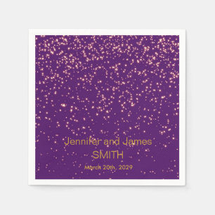 Serviette En Papier Parties scintillant d'or Confetti Mariage violet p