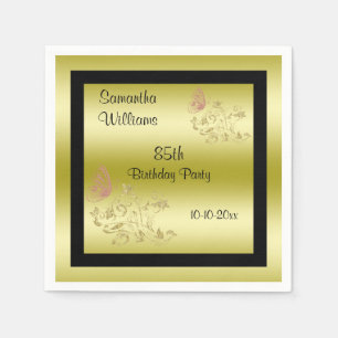 Serviette En Papier Parties scintillant d'or et papillon parkly 85e an