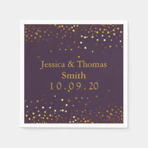 Serviette En Papier Parties scintillant d'or noir personnalisé Faux Fo