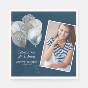 Serviette En Papier Parties scintillant en argent bleu de la marine Ba