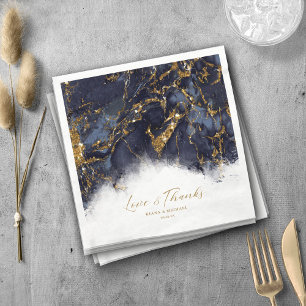 Serviette En Papier Parties scintillant en marbre Mariage Marine Blue 