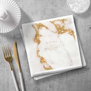 Serviette En Papier Parties scintillant en marbre moderne Mariage Gold