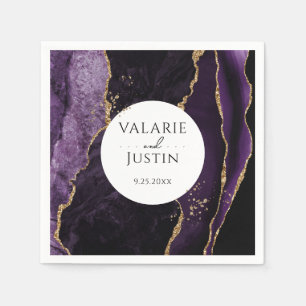 Serviette En Papier Parties scintillant en marbre violet or Mariage se
