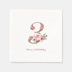 Serviette En Papier Parties scintillant en or rose étincelante et 3ème
