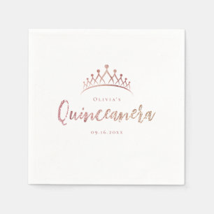 Serviette En Papier Parties scintillant en or rose étincelante et douc