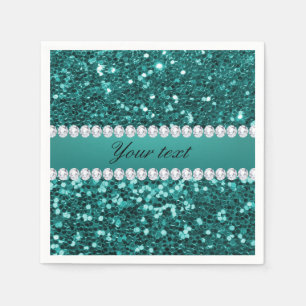 Serviette En Papier Parties scintillant et diamants Turquoises chic