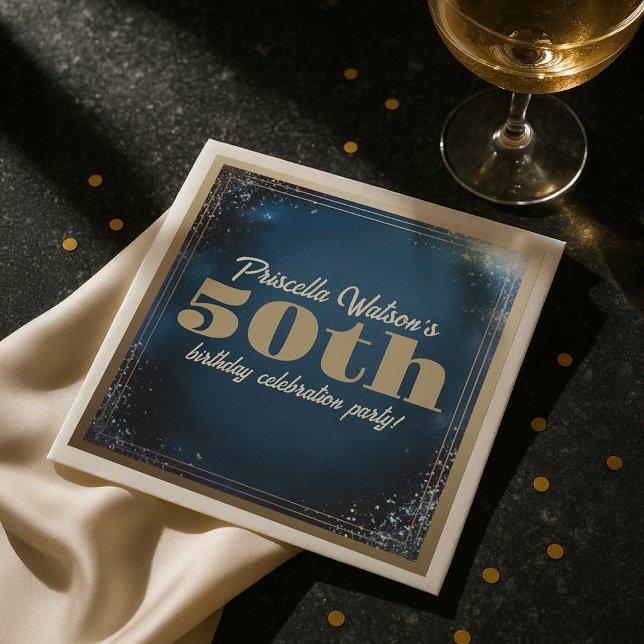 Serviette En Papier Parties scintillant étincelante Bleu et or fête d' (Sparkling Glitter Blue and Gold Birthday Party Napkins)