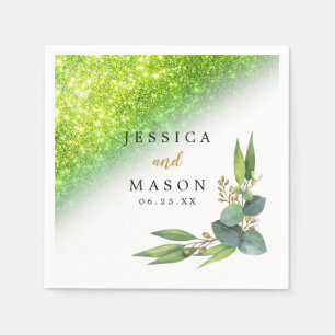 Serviette En Papier Parties scintillant étincelante Eucalyptus Mariage