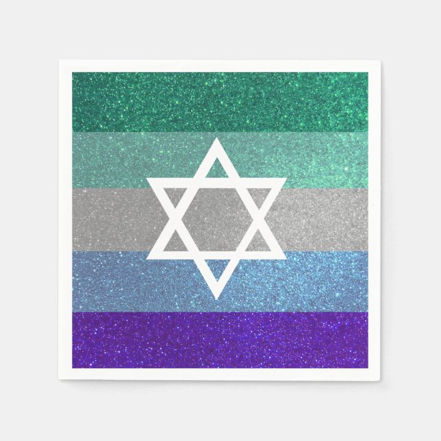Serviette En Papier Parties scintillant gay pride Bar Mitzvah Etoile j (Devant)