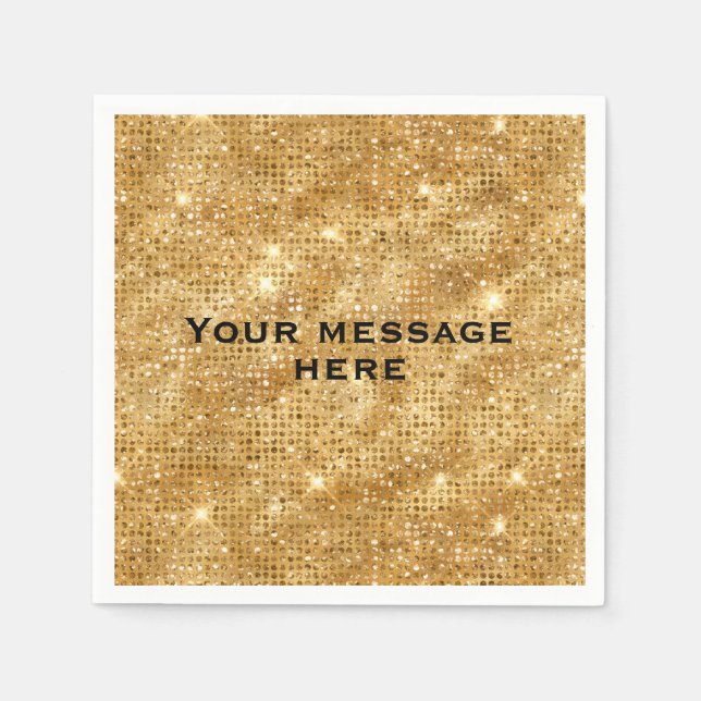 Serviette En Papier Parties scintillant Gold Ajouter votre propre text (Devant)
