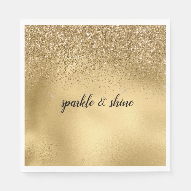 Serviette En Papier Parties scintillant Gold Glam Sparkle Faux (Devant)