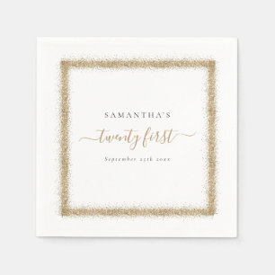 Serviette En Papier Parties scintillant Gold Nom du cadre Date 21ème P