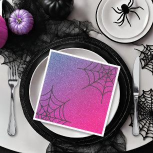 Serviette En Papier Parties scintillant Ombre Spider Web Turquoise ros