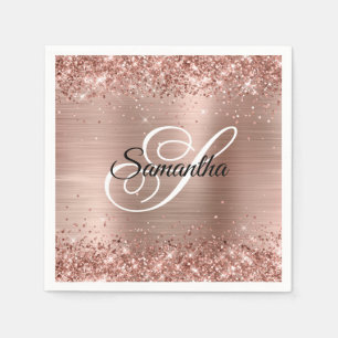 Serviette En Papier Parties scintillant or Rose Faux et Foil Fancy Mon
