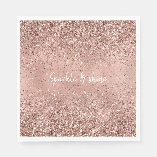 Serviette En Papier Parties scintillant or Rose Glam (Devant)