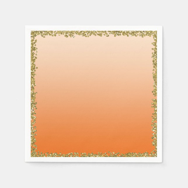 Serviette En Papier Parties scintillant or trempé orange Glam Sparkle  (Devant)